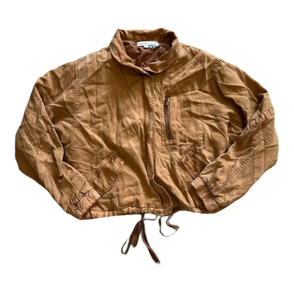 Young Fabulous & Broke Tan Tencel Clara Utility Bomber Jacket S - Picture 1 of 4